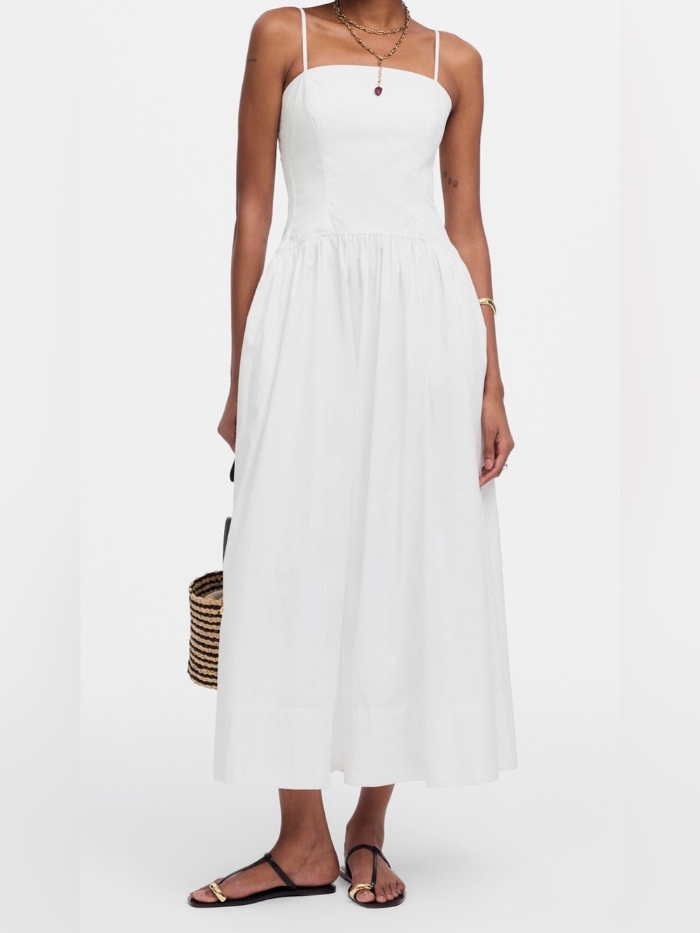 Madewell Seamed Poplin White Dress
